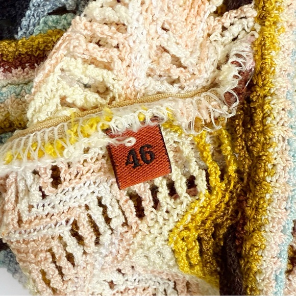 MISSONI COLORFUL SIGNATURE ZIG ZAG PRINT LONG SLEEVE CAFTAN COVER UP TOP DRESS - Picture 7 of 8